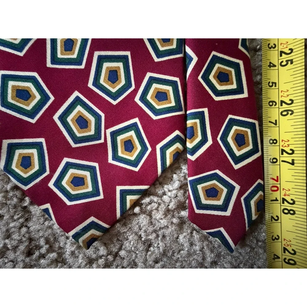 Polo Ralph Lauren Neckwear Tie Multi Color Geometric Made In USA 100% Silk JBHS